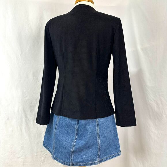 VTG 90s PRIDE & JOY Black Red Patchwork Faux Suede‎ Button Jacket Womens 10P - Picture 7 of 7